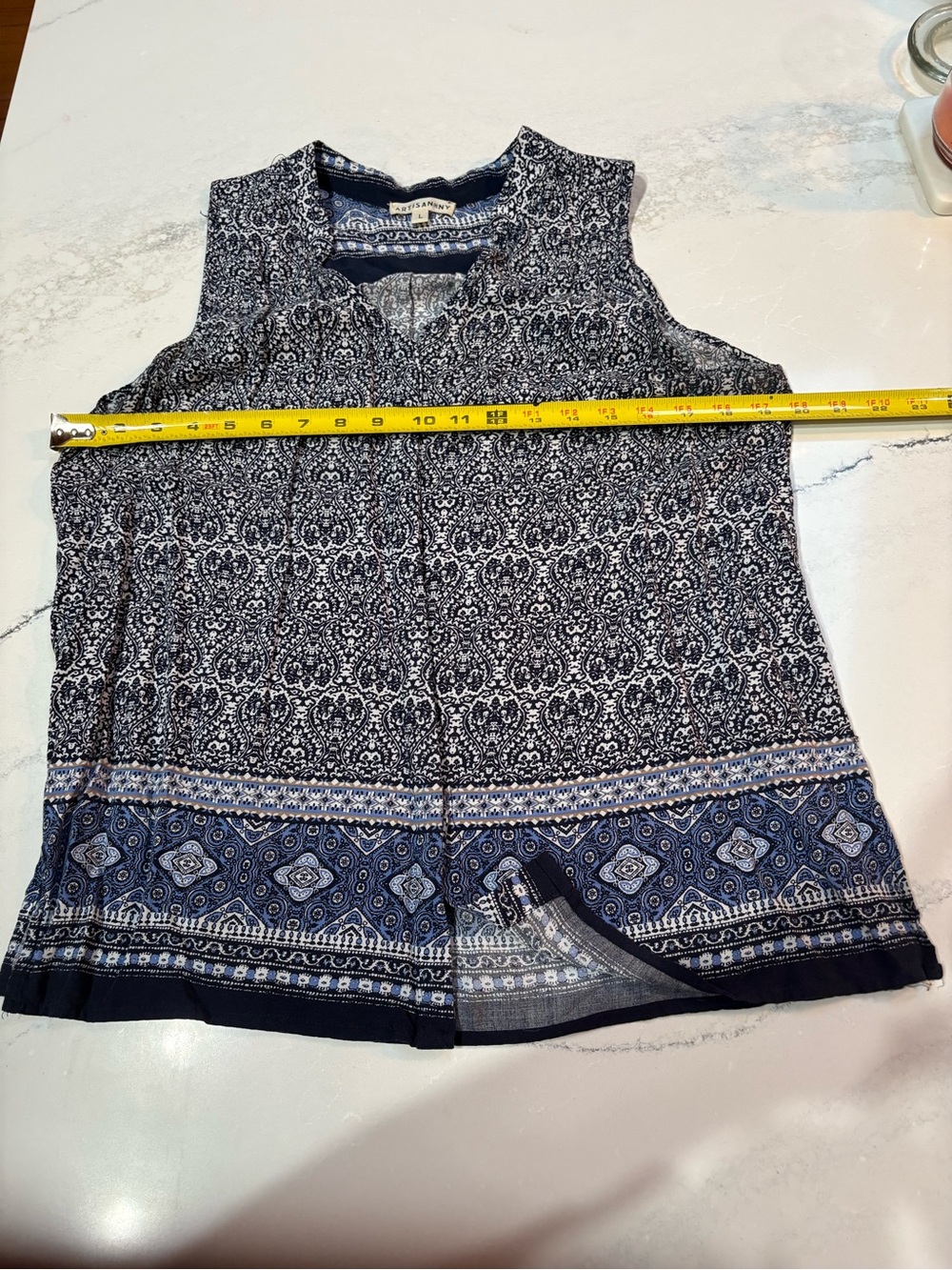 Artisan NY Navy and White Printed Sleeveless Camisole